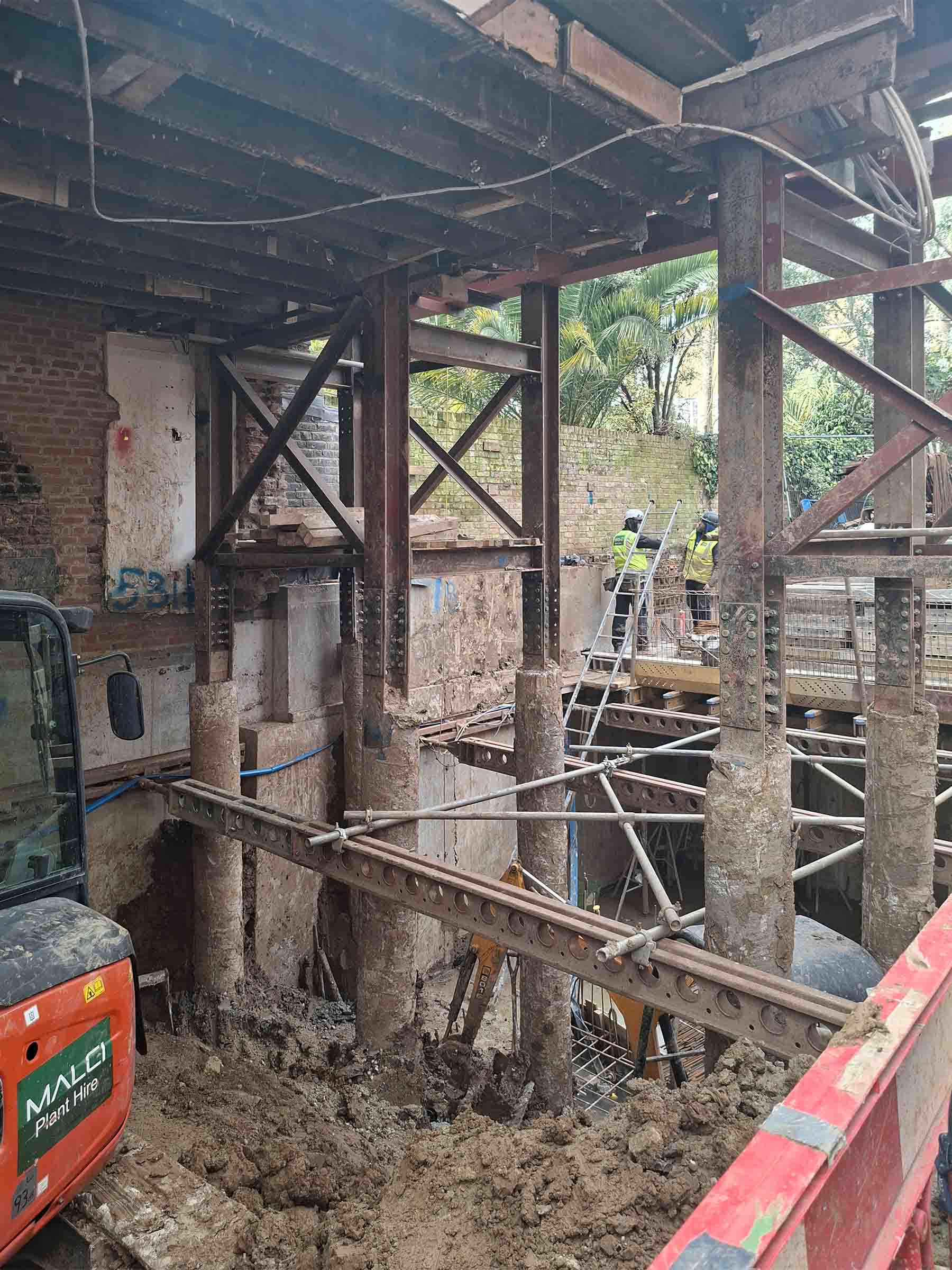 St Johns wood basement under construction, deep excavation