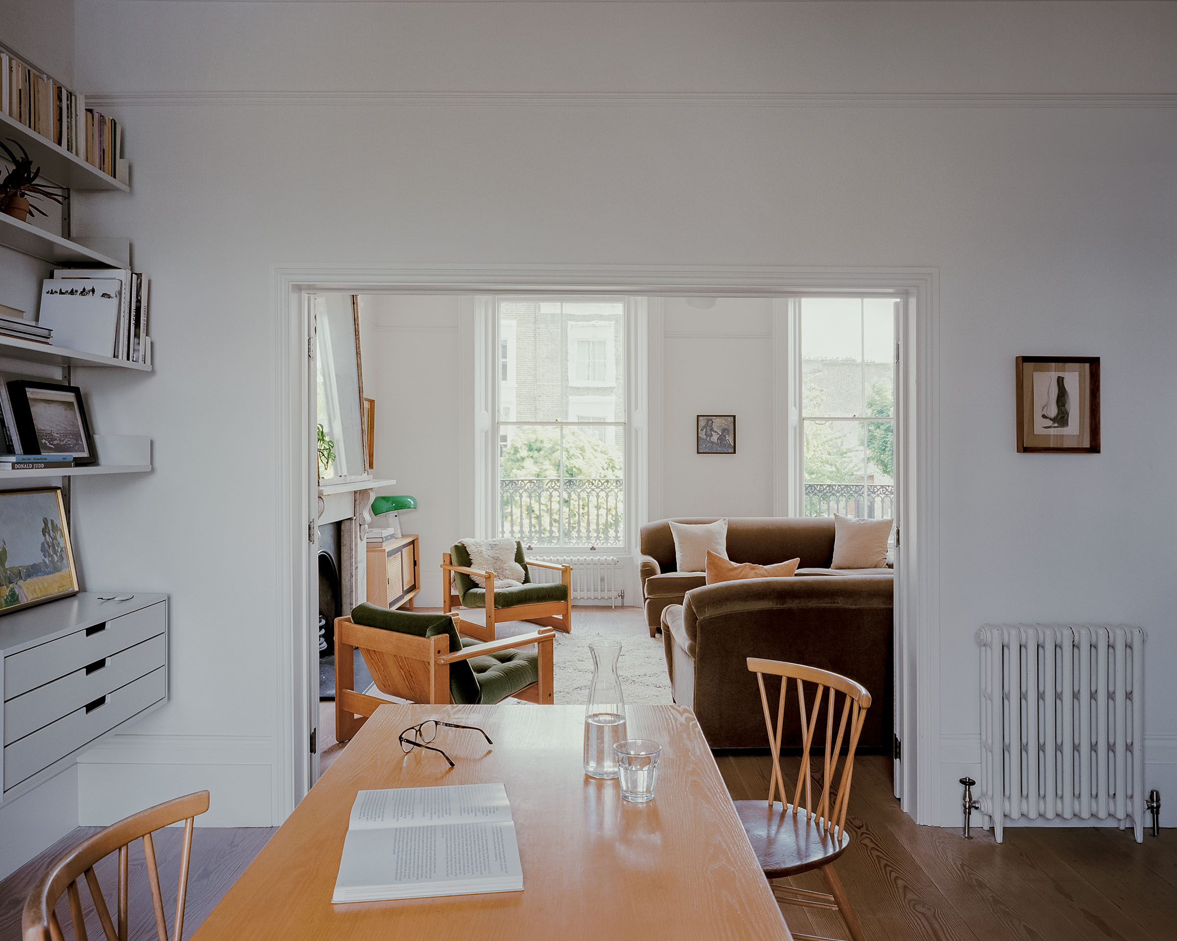 study living room Victorian house with desk and danish chairs
