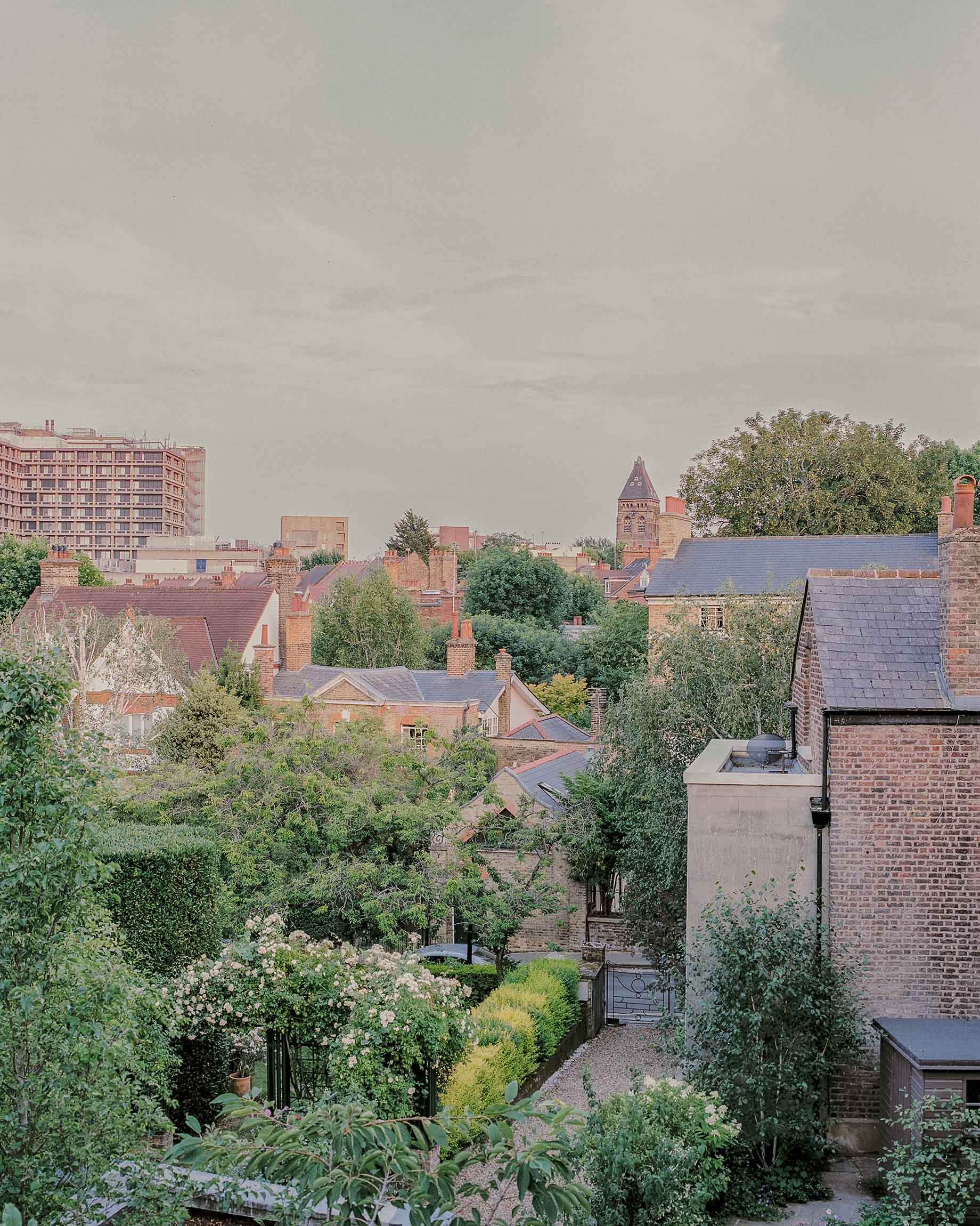 hampstead village view toward keats grove from downshire hill house